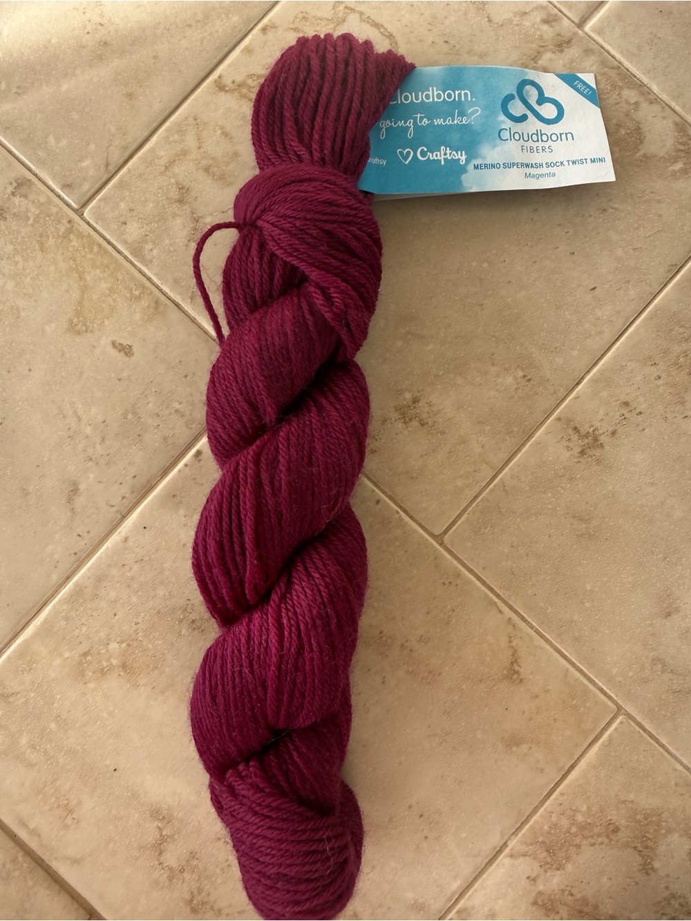 Cloudborn Fibers Magenta Merino Sock Twist Mini Yarn